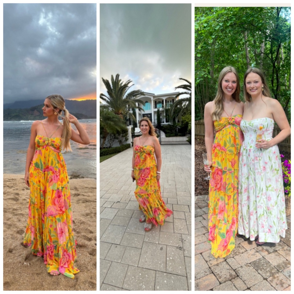 Farm Rio Macaw Bloom Long Maxi Dress Floral Tropical Size Large
